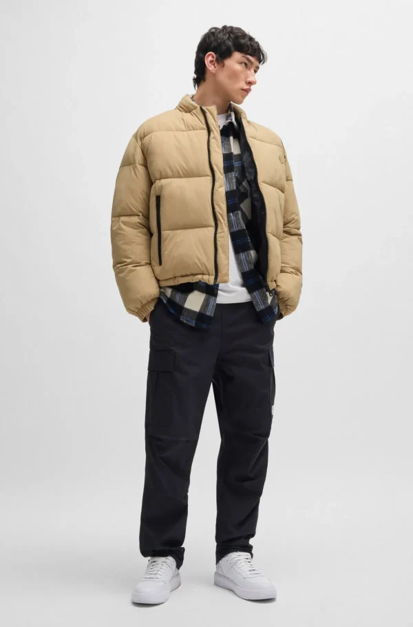 HUGO BOSS Casacos>Casaco Repelente à água De Ajuste Slim E Emblema Com Logótipo