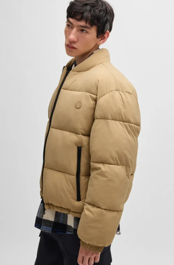 HUGO BOSS Casacos>Casaco Repelente à água De Ajuste Slim E Emblema Com Logótipo