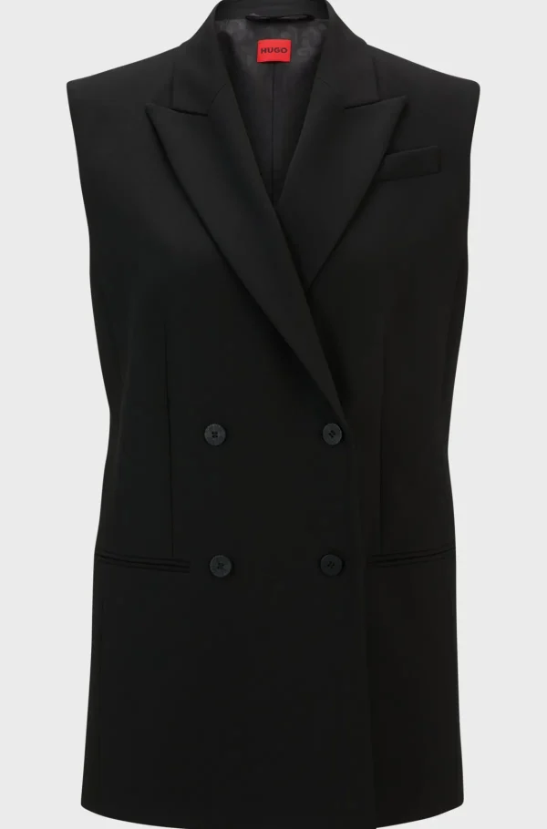 MULHER HUGO BOSS Blazers>Casaco Sem Mangas De Ajuste Regular Com Frente Trespassada