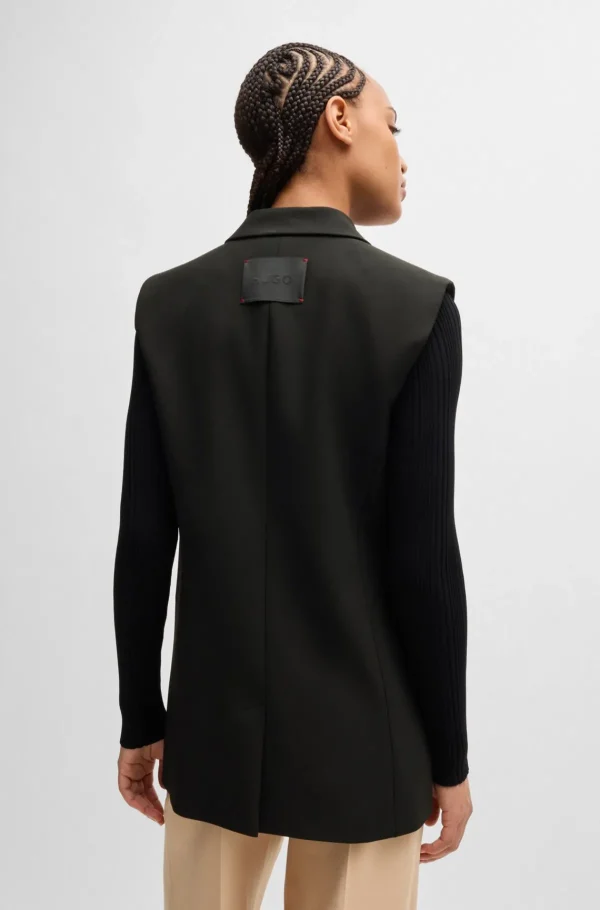 MULHER HUGO BOSS Blazers>Casaco Sem Mangas De Ajuste Regular Com Frente Trespassada