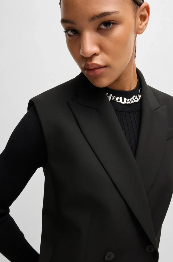 MULHER HUGO BOSS Blazers>Casaco Sem Mangas De Ajuste Regular Com Frente Trespassada