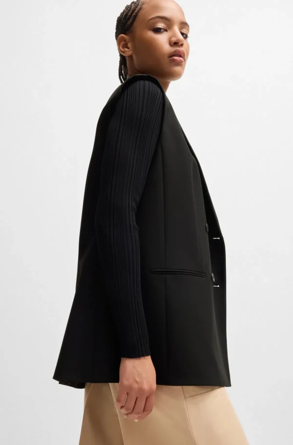 MULHER HUGO BOSS Blazers>Casaco Sem Mangas De Ajuste Regular Com Frente Trespassada