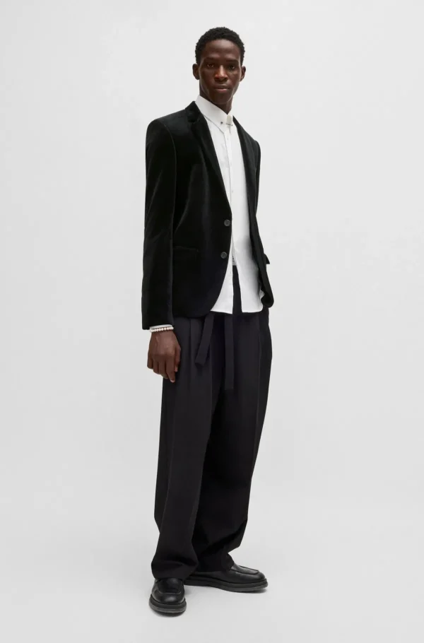 HUGO BOSS Blazers>Casaco Simples De Ajuste Slim Em Veludo De Algodão