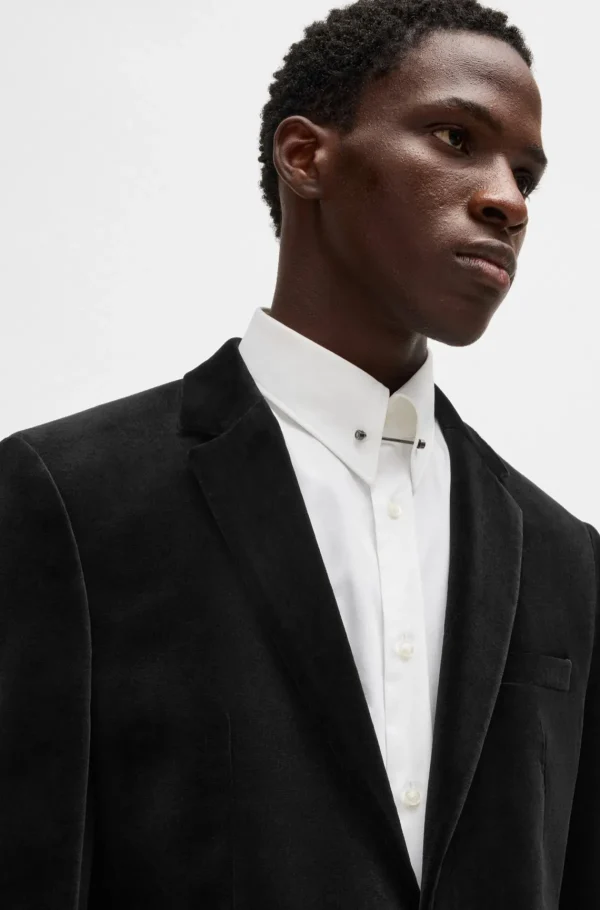 HUGO BOSS Blazers>Casaco Simples De Ajuste Slim Em Veludo De Algodão