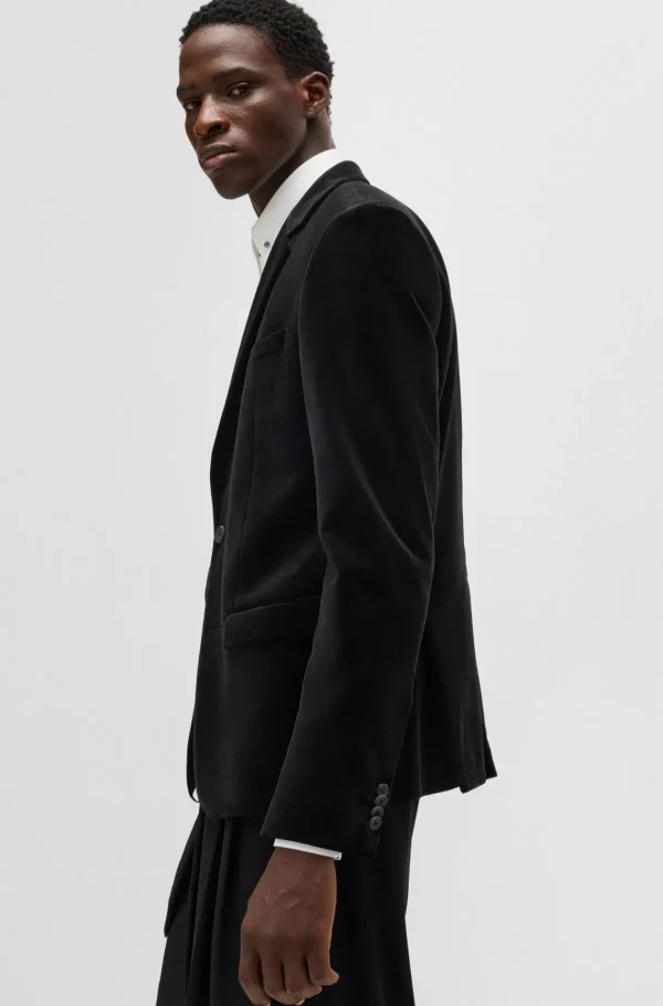 HUGO BOSS Blazers>Casaco Simples De Ajuste Slim Em Veludo De Algodão
