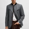 HUGO BOSS Blazers>Casaco Trachten Em Flanela De Lã Virgem Cinzenta
