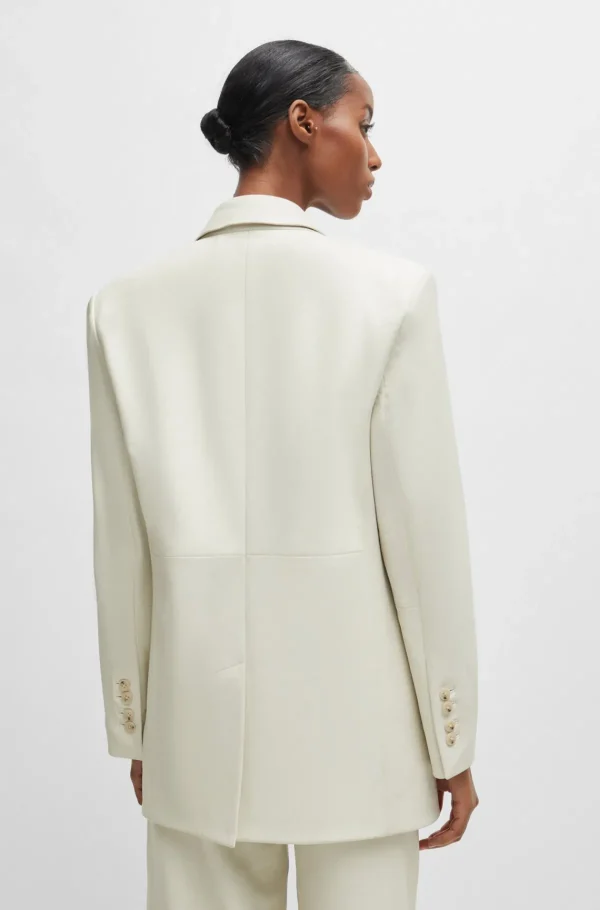 MULHER HUGO BOSS Fatos>Casaco Trespassado Comprido Em Pele