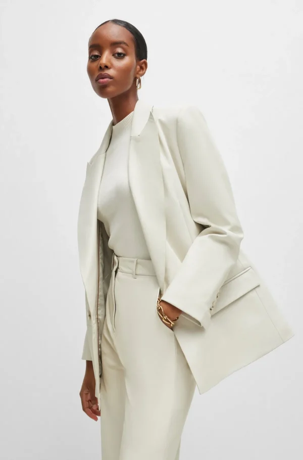 MULHER HUGO BOSS Fatos>Casaco Trespassado Comprido Em Pele