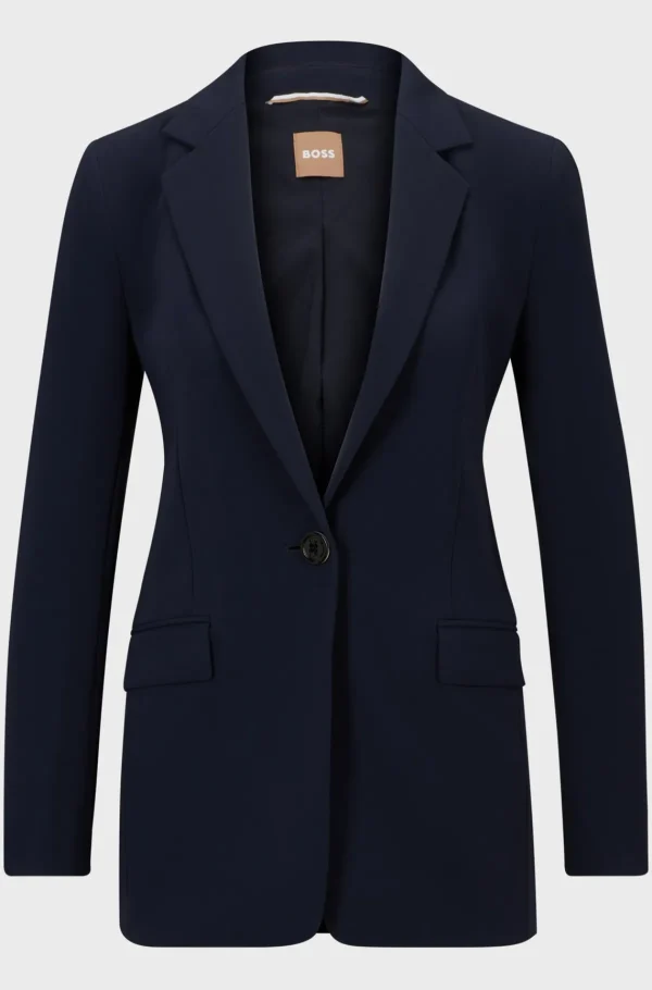MULHER HUGO BOSS Fatos>Casaco Trespassado De Ajuste Regular Em Crepe Japonês
