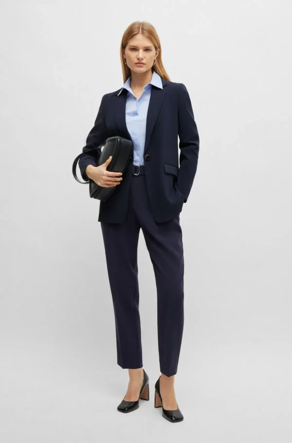 MULHER HUGO BOSS Fatos>Casaco Trespassado De Ajuste Regular Em Crepe Japonês