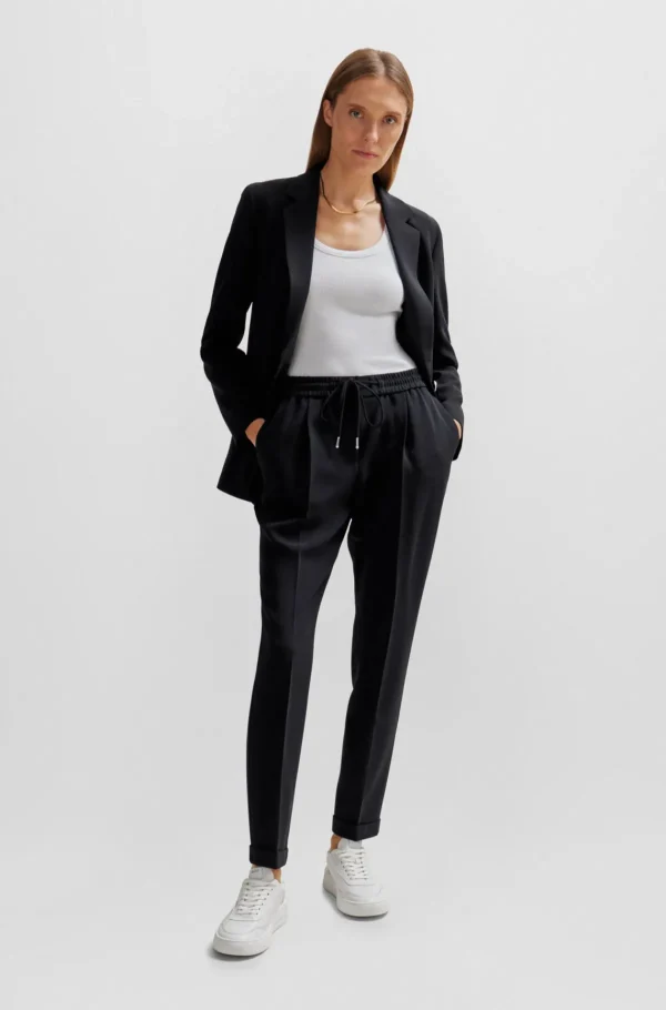 MULHER HUGO BOSS Fatos | Artigos Essenciais>Casaco Trespassado De Ajuste Regular Em Crepe Japonês