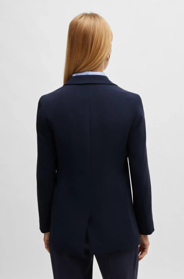 MULHER HUGO BOSS Fatos>Casaco Trespassado De Ajuste Regular Em Crepe Japonês
