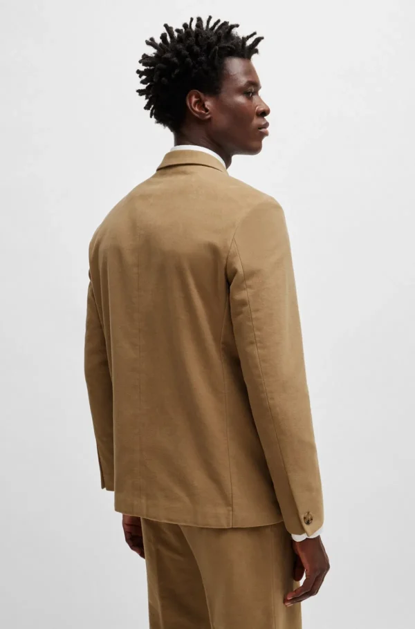 HUGO BOSS Blazers>Casaco Trespassado De Ajuste Descontraído Em Sarja De Algodão