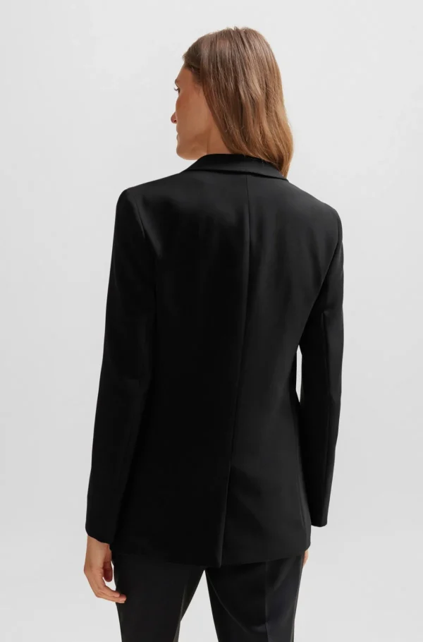 MULHER HUGO BOSS Fatos | Artigos Essenciais>Casaco Trespassado De Ajuste Regular Em Crepe Japonês