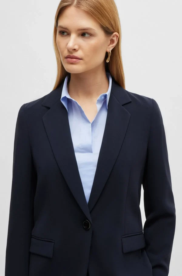 MULHER HUGO BOSS Fatos>Casaco Trespassado De Ajuste Regular Em Crepe Japonês