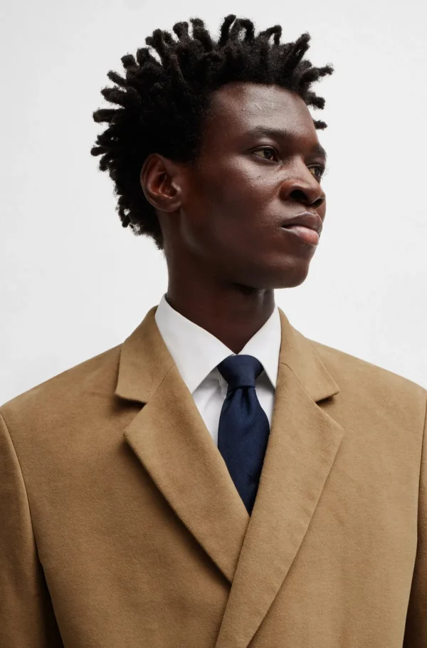 HUGO BOSS Blazers>Casaco Trespassado De Ajuste Descontraído Em Sarja De Algodão