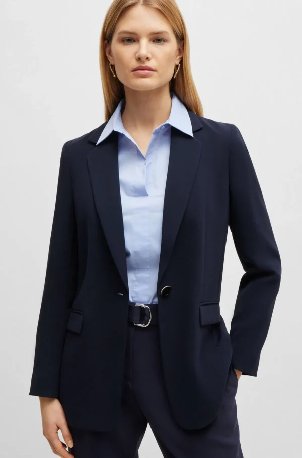 MULHER HUGO BOSS Fatos>Casaco Trespassado De Ajuste Regular Em Crepe Japonês
