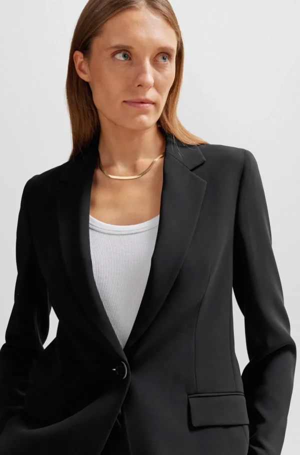 MULHER HUGO BOSS Fatos | Artigos Essenciais>Casaco Trespassado De Ajuste Regular Em Crepe Japonês