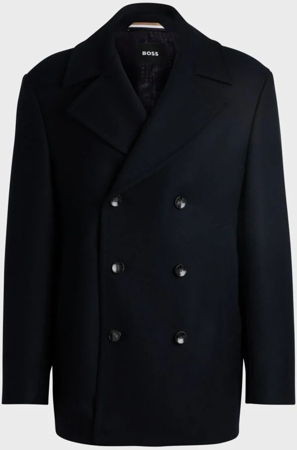 HUGO BOSS Sobretudos E Parkas>Casaco Trespassado Numa Mistura De Lã