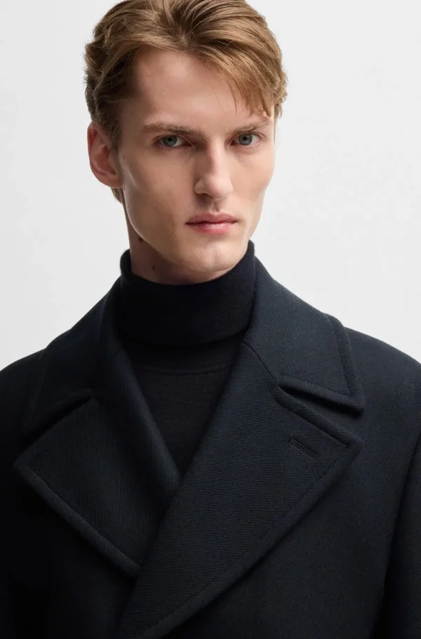 HUGO BOSS Sobretudos E Parkas>Casaco Trespassado Numa Mistura De Lã