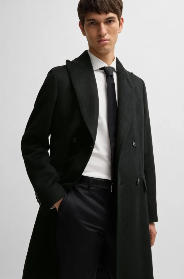 HUGO BOSS Sobretudos E Parkas>Casaco Trespassado Numa Mistura De Alpaca