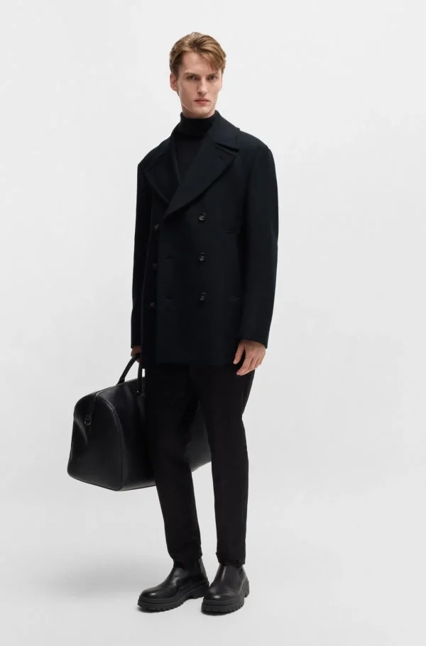 HUGO BOSS Sobretudos E Parkas>Casaco Trespassado Numa Mistura De Lã