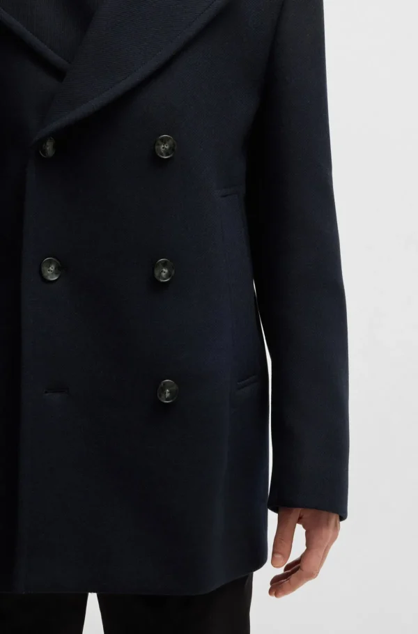HUGO BOSS Sobretudos E Parkas>Casaco Trespassado Numa Mistura De Lã