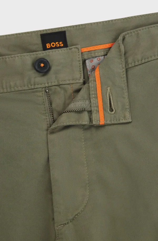 HUGO BOSS Calças E Calções>Chinos Com Ajuste Slim Em Algodão Elástico Acetinado