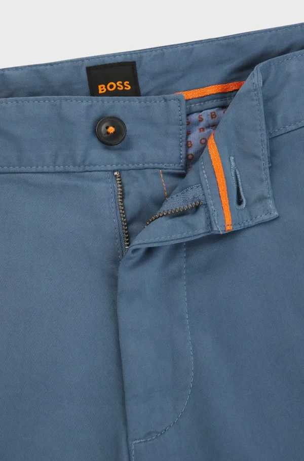 HUGO BOSS Calças E Calções>Chinos Com Ajuste Slim Em Algodão Elástico Acetinado