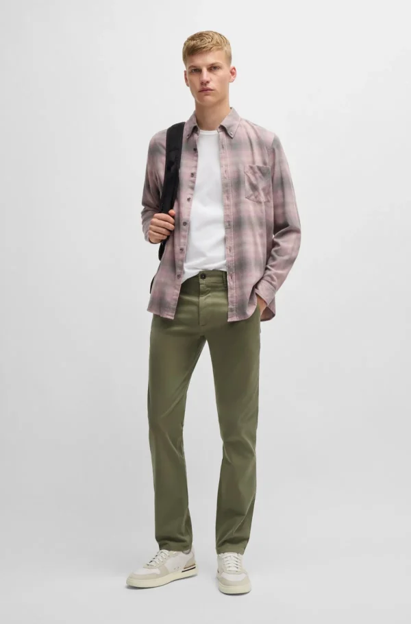 HUGO BOSS Calças E Calções>Chinos Com Ajuste Slim Em Algodão Elástico Acetinado