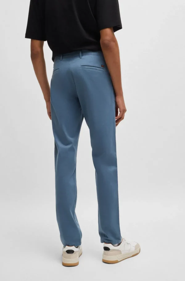 HUGO BOSS Calças E Calções>Chinos Com Ajuste Slim Em Algodão Elástico Acetinado