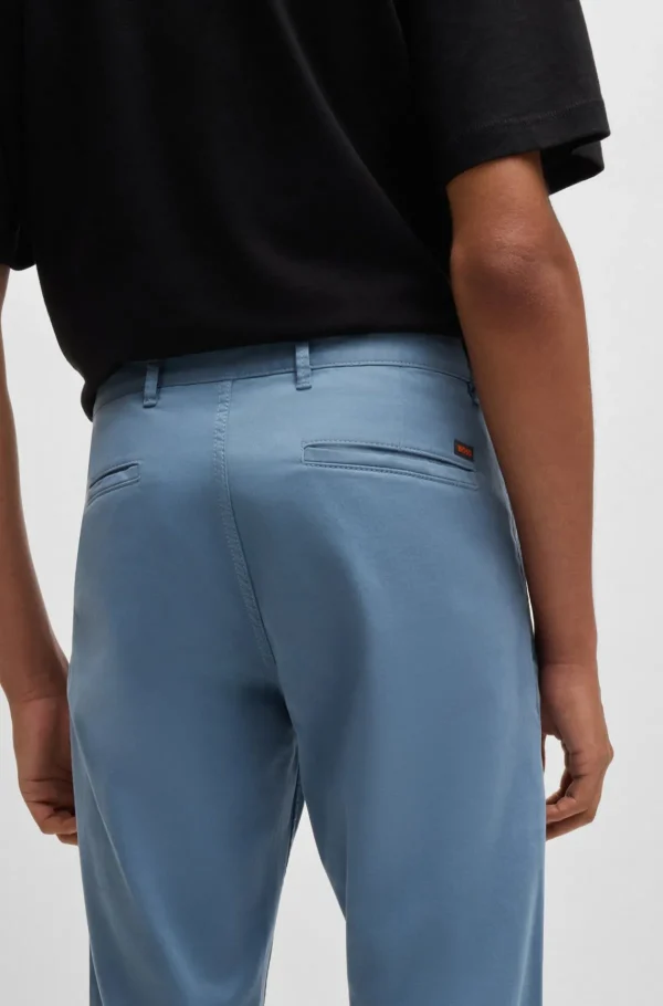 HUGO BOSS Calças E Calções>Chinos Com Ajuste Slim Em Algodão Elástico Acetinado