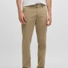HUGO BOSS Calças E Calções>Chinos De Ajuste Afunilado Em Cetim De Algodão Elástico