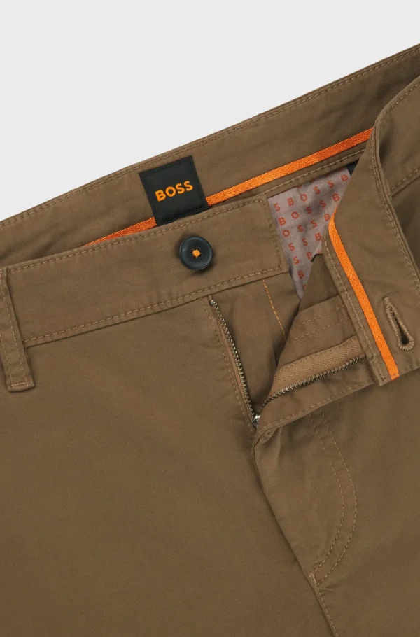 HUGO BOSS Calças E Calções>Chinos De Ajuste Afunilado Em Cetim De Algodão Elástico