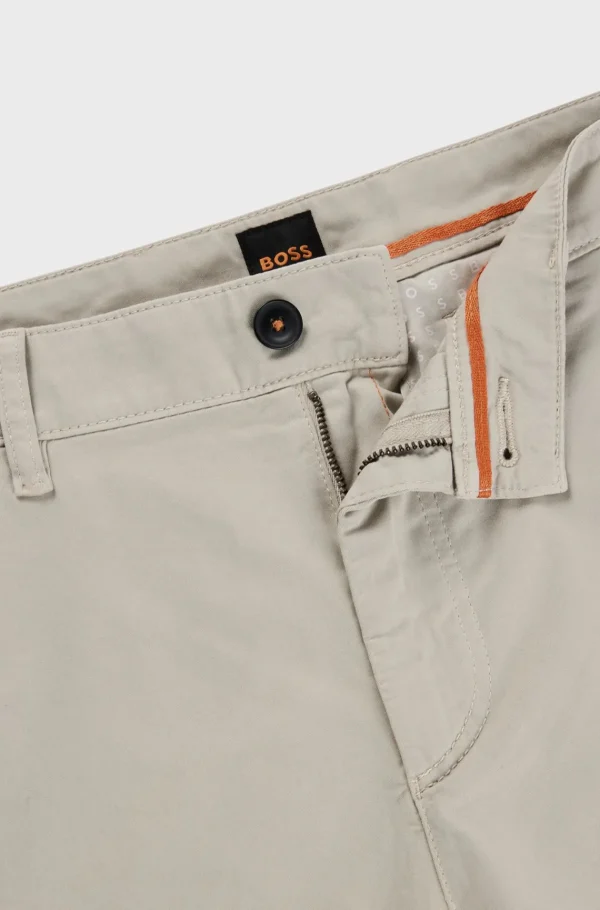 HUGO BOSS Calças E Calções>Chinos De Ajuste Afunilado Em Cetim De Algodão Elástico