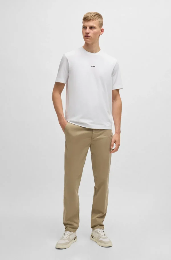 HUGO BOSS Calças E Calções>Chinos De Ajuste Afunilado Em Cetim De Algodão Elástico