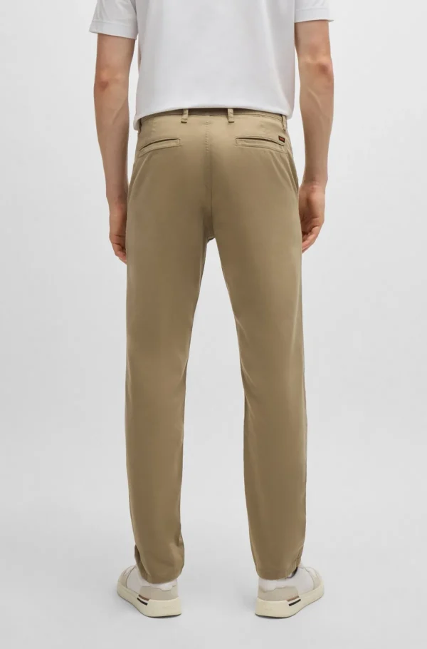 HUGO BOSS Calças E Calções>Chinos De Ajuste Afunilado Em Cetim De Algodão Elástico