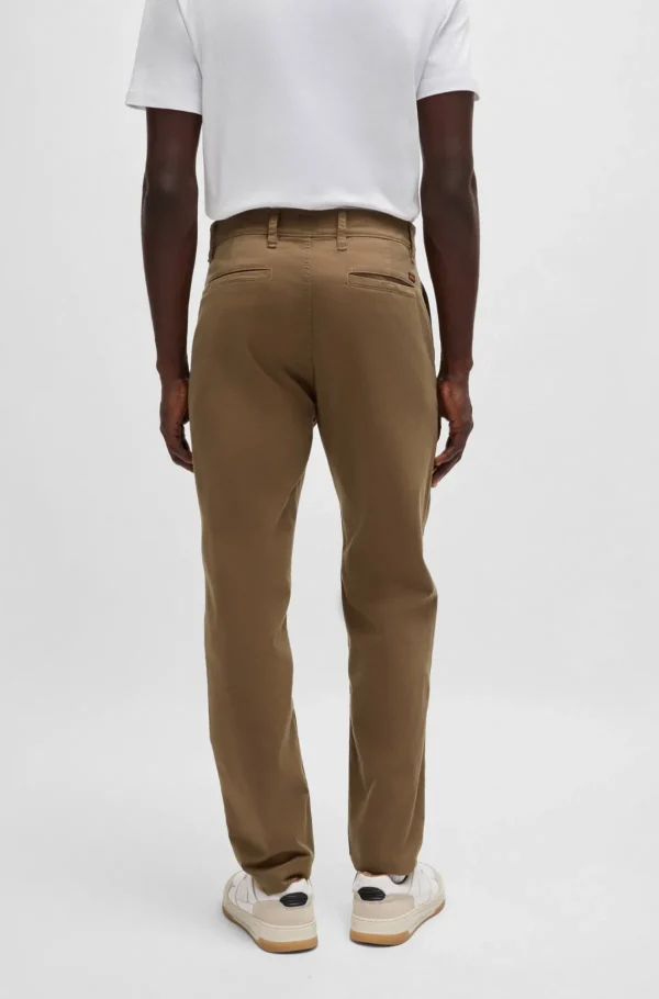 HUGO BOSS Calças E Calções>Chinos De Ajuste Afunilado Em Cetim De Algodão Elástico