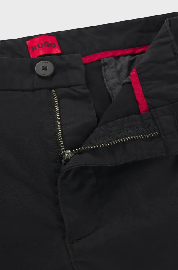 HUGO BOSS Calças E Calções>Chinos De Ajuste Slim Em Gabardine De Algodão Elástico