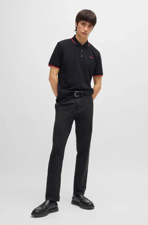 HUGO BOSS Calças E Calções>Chinos De Ajuste Slim Em Gabardine De Algodão Elástico