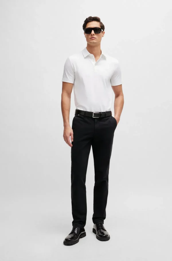 HUGO BOSS Calças E Calções>Chinos De Ajuste Slim Em Gabardine De Algodão Elástico