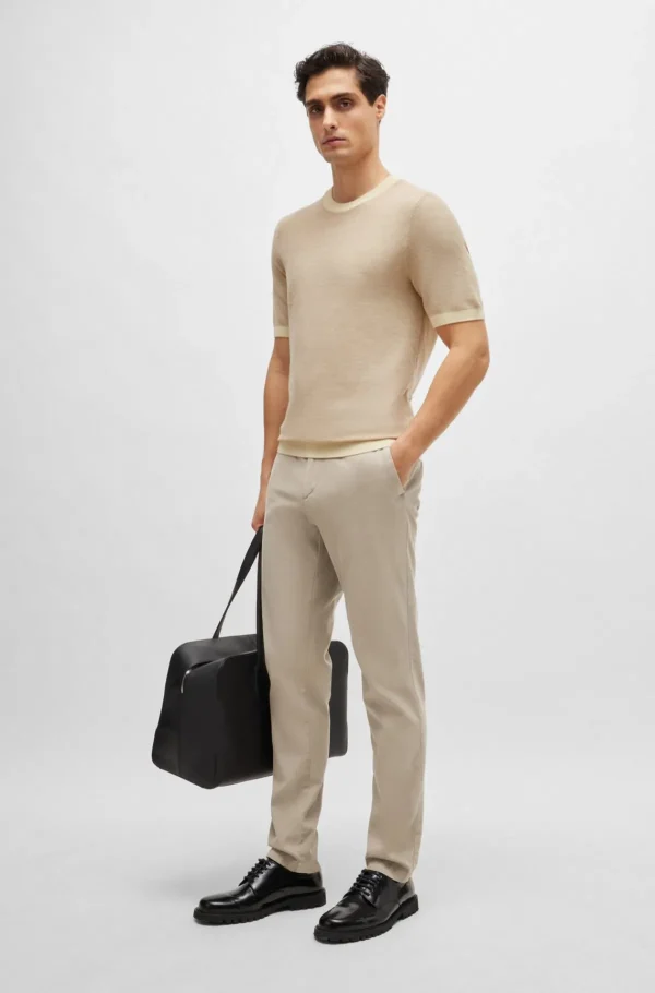 HUGO BOSS Calças E Calções>Chinos De Ajuste Slim Em Mistura De Algodão Elástico