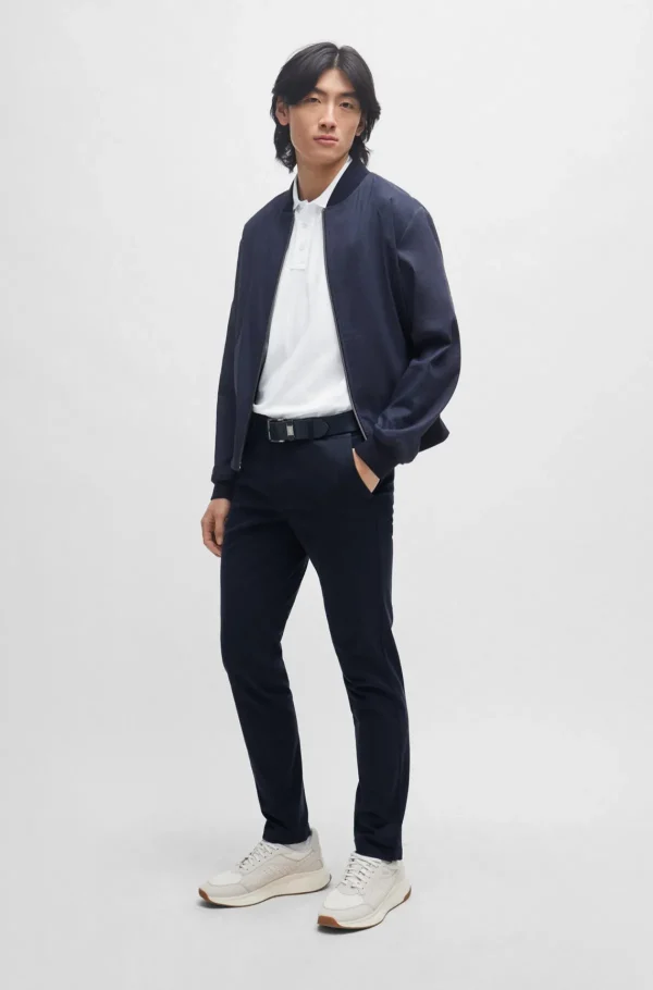 HUGO BOSS Calças E Calções>Chinos De Ajuste Slim Em Gabardine De Algodão Elástico