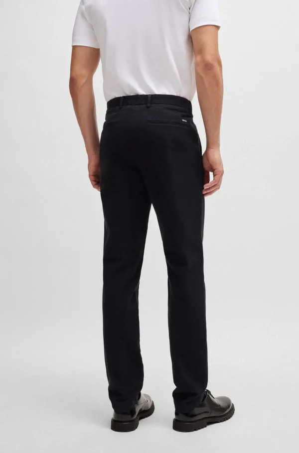 HUGO BOSS Calças E Calções>Chinos De Ajuste Slim Em Gabardine De Algodão Elástico