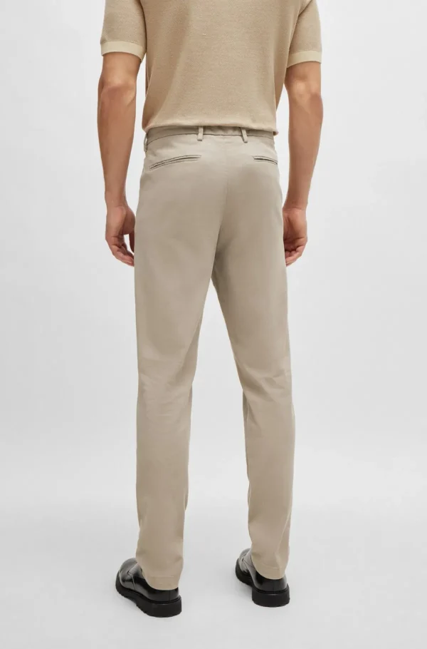 HUGO BOSS Calças E Calções>Chinos De Ajuste Slim Em Mistura De Algodão Elástico