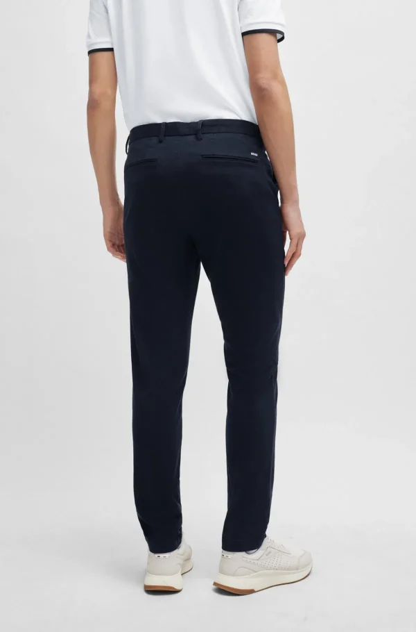 HUGO BOSS Calças E Calções>Chinos De Ajuste Slim Em Gabardine De Algodão Elástico