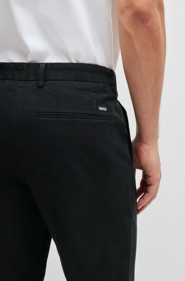 HUGO BOSS Calças E Calções>Chinos De Ajuste Slim Em Gabardine De Algodão Elástico