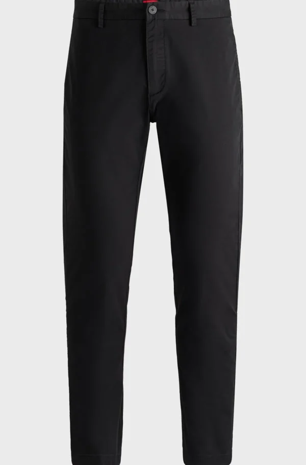 HUGO BOSS Calças E Calções>Chinos De Ajuste Slim Em Gabardine De Algodão Elástico