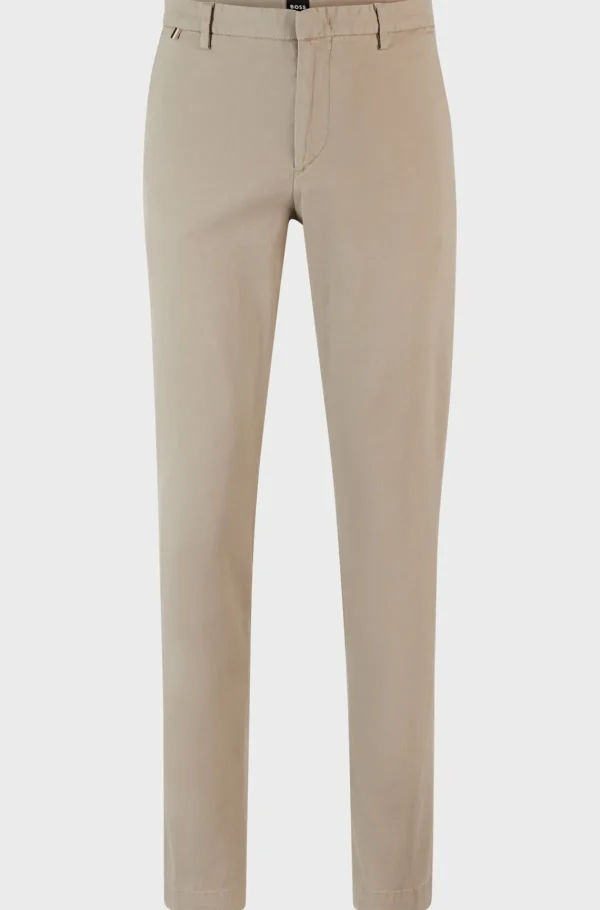 HUGO BOSS Calças E Calções>Chinos De Ajuste Slim Em Mistura De Algodão Elástico