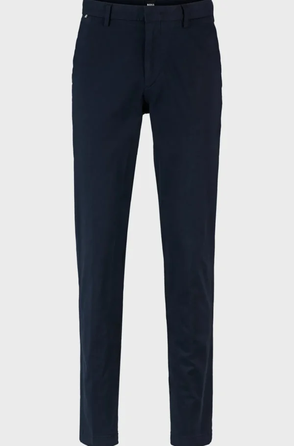 HUGO BOSS Calças E Calções>Chinos De Ajuste Slim Em Gabardine De Algodão Elástico